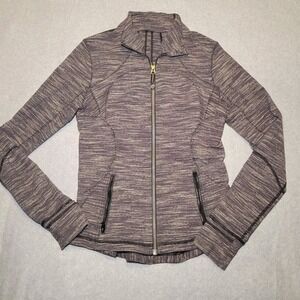 Lululemon Forme Cuffins Black Space Dye Full Zip Up Jacket Size 8 Workout Gym